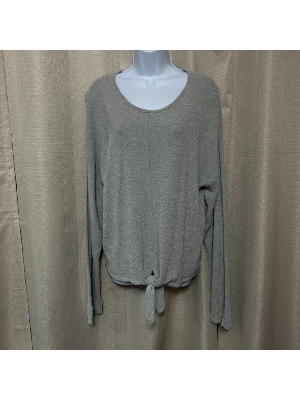 Barefoot Dreams Cozychic Ultra Lite Tie Front Top Women's Size XL Gray Pullover